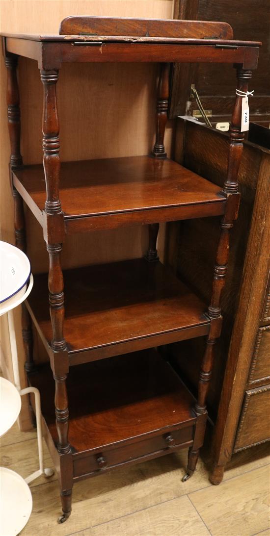 A Regency mahogany four tier whatnot W.45cm